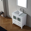 Dior 32" Single Vanity in White, White Engineered Stone Top, Square Sink, Mirror