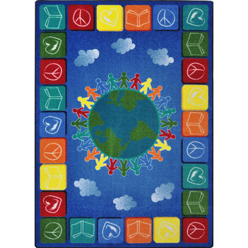 Peace Love Books 5'4" x 7'8" area rug, color Multi