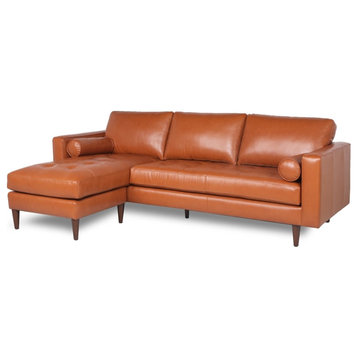Bickford Leather Reversible Sectional in Camel