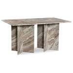 Meridian Furniture - Verona Dining Table, Brown, 60" W x 36" D - Elevate the look of your space with this handsomely crafted Verona dining table. Made by hand using genuine marble that lasts and lasts for years to come, this table exudes refinement and sophistication. The brown marble with light grey veining brings contemporary panache to your room, while the uniquely shaped base instantly draws the eye, making the table a certain showstopper. Pair this table with other items in the Verona collection for a cohesive presentation.