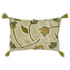 Poly Filled Throw Pillow With Embroidered Large Floral Design, 16"x24", Green