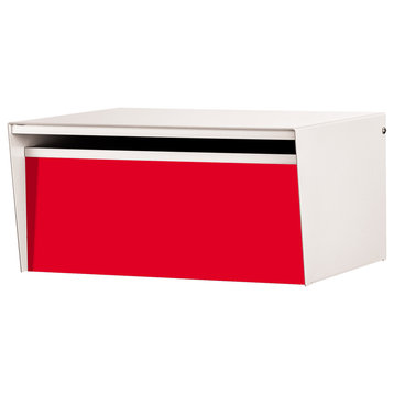 Metro Back Opening Aluminum (Silver Casing) Mailbox, Red