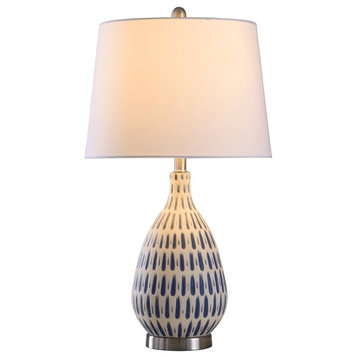 Marissa Table Lamp, Off-White,Blue, Off White