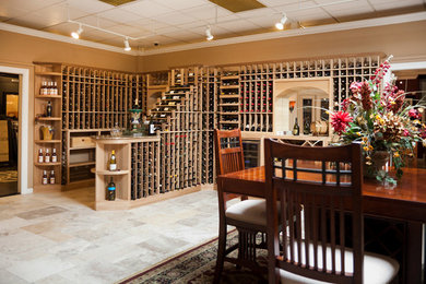 Wine cellar - large transitional slate floor wine cellar idea in Philadelphia