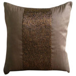 The HomeCentric - Brown Metallic Beads 18"x18" Silk Throw Pillows Cover, Center Stage - Center Stage is an exclusive 100% handmade decorative pillow cover designed and created with intrinsic detailing. A perfect item to decorate your living room, bedroom, office, couch, chair, sofa or bed. The real color may not be the exactly same as showing in the pictures due to the color difference of monitors. This listing is for Single Pillow Cover only and does not include Pillow or Inserts.