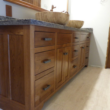 Black Walnut Master Bathroom Vanity and Mirror Frame