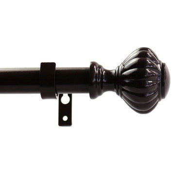1" Doorknob Drapery Curtain Rod, Bronze, 84"-120"