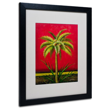 'Tropical Palm I' Matted Framed Canvas Art by Victor Giton