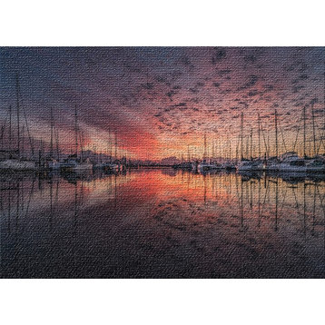 Far Sunset And Yachts Area Rug, 5'0"x7'0"