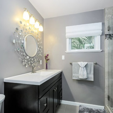 Staged home with Navy Blue and Coral