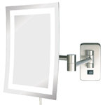 Jerdon JRT710NLD 6.5-Inch by 9-Inch Direct Wire Wall Mount Rectangular Mirror - The Jerdon JRT710NLD 6.5-Inch by 9-Inch Direct Wire Wall Mount Rectangular Makeup Mirror is the perfect bathroom and makeup accessory with various angle options to make your application process simple and catered specifically to your needs. This 5X magnifying wall mounted mirror features a 6.5-inch by 9-inch rectangular frame lighted with bright LED bulbs that produce a clean white light to apply your makeup. The double heavy arms extend up to 15.5-inches from the wall and are adjustable to almost any position. The JRT710NLD has a 6-foot power cord, comes complete with mounting hardware and features an attractive nickel finish to match any home's decor. This is a direct wire unit for use with a junction box and will not plug into a regular AC outlet. The Jerdon JRT710NLD 6.5-Inch by 9-Inch Direct Wire Wall Mount Rectangular Makeup Mirror comes with a 1-year limited warranty. The Jerdon Style company has earned a reputation for excellence in the beauty industry with its broad range of quality cosmetic mirrors (including vanity, lighted and wall mount mirrors), hair dryers and other styling appliances. Since 1977, the Jerdon brand has been a leading provider to the finest homes, hotels, resorts, cruise ships and spas worldwide. The company continues to build its position in the market by both improving its existing line with the latest technology, developing new products and expanding its offerings to meet the growing needs of its customers.