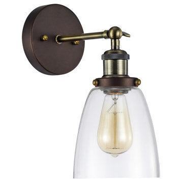 IRONCLAD, Industrial-style 1 Light Rubbed Bronze Wall Sconce, 6" Wide