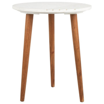 Lily Round Marble Accent Table Natural Brown/White/Gold