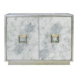 Worlds Away Winslow Silver leaf and Antique Mirror Cabinet - Medicine Cabinets