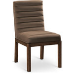 Meridian Furniture - Evelyn Upholstered Dining Chair, Brown, Velvet, Walnut Finish - Transform your dining area with the Evelyn dining chair, featuring luxurious brown velvet upholstery. Supported by rich walnut brown ash wood legs and detailed with deep channel tufting, this chair exudes both durability and opulence. The 460 GSM velvet offers a sumptuous texture, while the contemporary design ensures it makes a striking addition to any space. This chair seamlessly blends style and comfort, perfect for creating a refined dining experience.