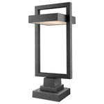 Z-Lite - Z-Lite 566PHBS-SQPM-BK-LED Luttrel 1 Light Outdoor Pier Mount in Black - Hinting at a touch of Art Deco style, this modern black aluminum outdoor pier-mounted fixture is the perfect choice for a custom designed garden or patio space. Contemporary with a soft twist, its frosted glass shade shields a single light that offers energy-saving integrated LED technology.