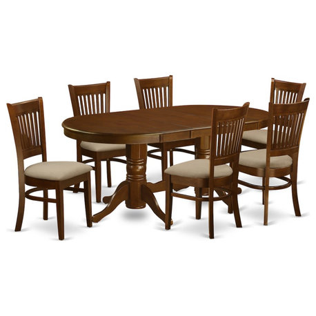 7-Piece Dining Room Set Table With Leaf and 6-Dining Chairs