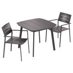 Oxford Garden - Eiland 3-Piece Dining Table Set, Carbon - With a subtle, sophisticated look, this Eiland all aluminum dining set complements a variety of dining spaces. These chairs are fabricated using lightweight, low-maintenance, durable powder-coated aluminum. Perfect for everyday use in commercial and residential settings; elevate any outdoor space with this chic bistro set.