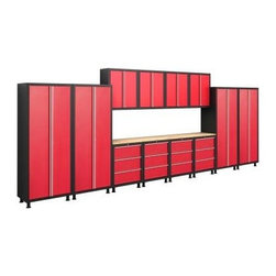 NewAge Products - NewAge Products Bold Series 18 ft. 8 in. x 6 ft. 14-Piece Welded Steel Red Cabin - Storage Cabinets