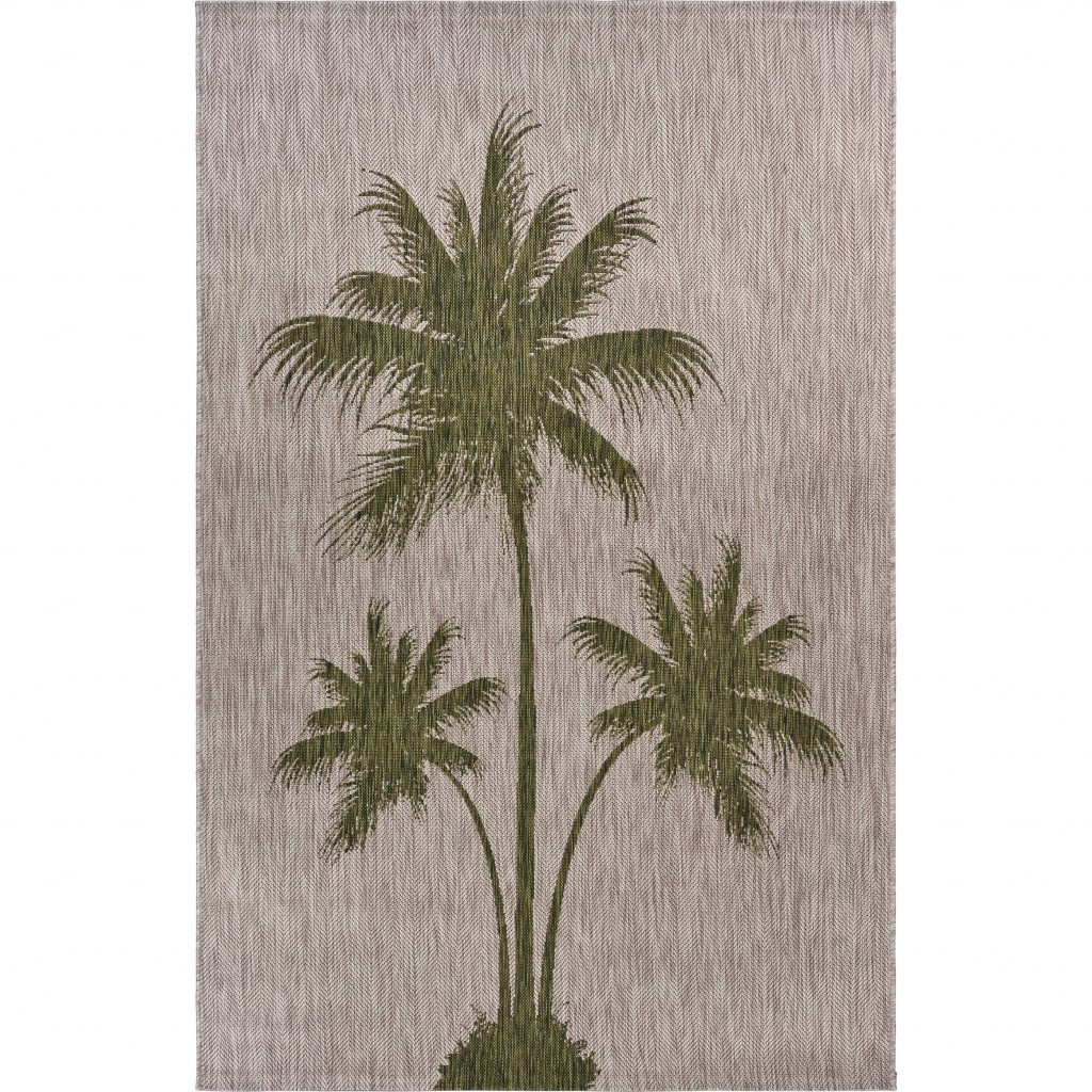 2'x4' Beige Grey Machine Woven UV Treated Traditional Floral Design Indoor Accent Rug
