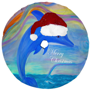Christmas tree skirts, Regular 58" Round, Santa Dolphin