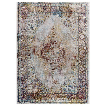 Transitional Distressed Vintage Floral Persian Medallion 4x6 Area Rug