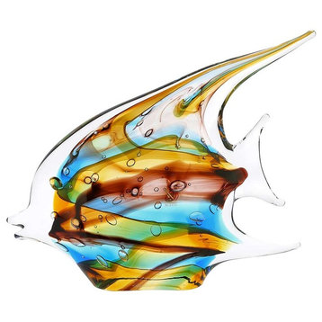 GlassOfVenice Murano Glass Wide Angel Fish Sculpture - Sommerso