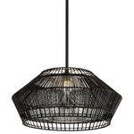 Troy Lighting - Hunters Point 1-Light Pendant, Espresso, Woven Rattan, Clear Glass Shade, 28" - The story of Hunters Point is one of sustainable work done by hand. The buri ting-ting woven around its outer frame is a form of rattan hand-harvested. It's then stripped by artisans into fine pieces and dyed in our espresso finish; these pieces are tied tightly around the metal frame, the form of which complements the oblong shape of the thick glass shade inside. The result is a layered piece with presence.