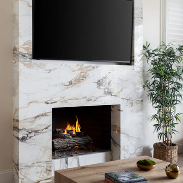 Contemporary Luxury Kitchen and Fireplace in Coto de Caza