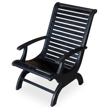 Outdoor Dining Eucalyptus Chair - Weatherproof Patio Seating Armchair, Espresso