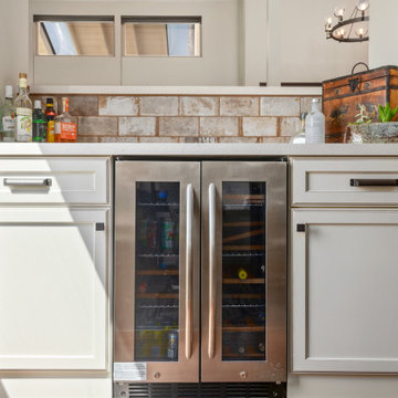 Modern White and Rustic Kitchen and Beverage Center