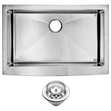 Corner Radius Single Bowl Apron Front Kitchen Sink With Drain And Strainer