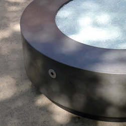Floating concrete firepit with steel base - Indoor Fireplaces