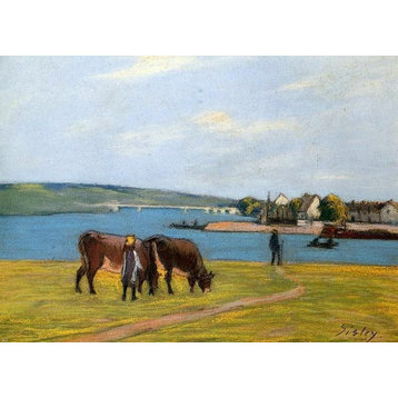 Alfred Sisley Cows by the Seine at Saint-Mammes Wall Decal