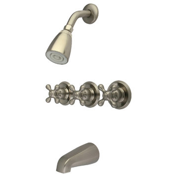 Kingston Brass KB238AX Tub and Shower Faucet, Brushed Nickel