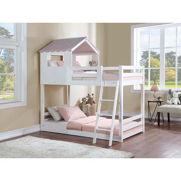 Acme Solenne T/T Bunk Bed White and Pink Finish