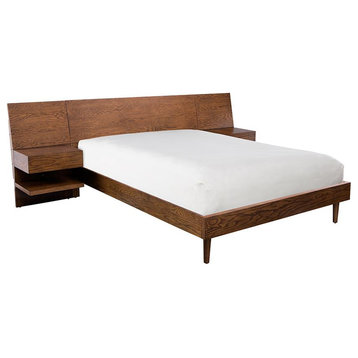 Bed with 2 Nightstands Pecan 149
