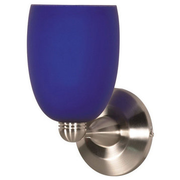 Nuvo Lighting Signature Vanity and Wall, Brushed Nickel/Cobalt Blue Glass