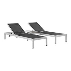Silver Black Shore 3 Piece Outdoor Patio Aluminum Set