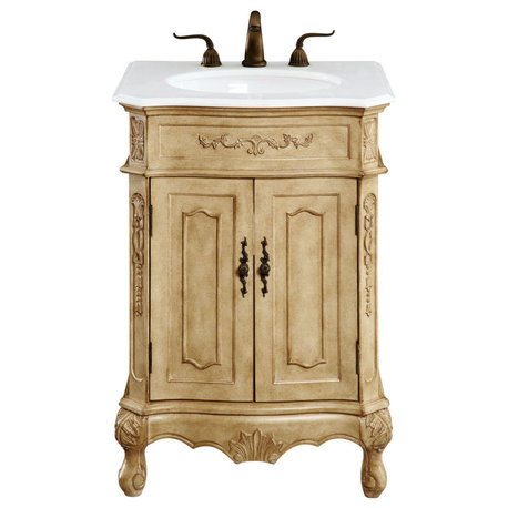 Bathroom Vanity, Antique Beige, 24", Single Sink