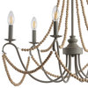 Rustica 6-Light 27" Adjustable Wood Bead Chandelier, Gray and Natural