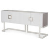 Worlds Away Braxton White Lacquer Console, Silver