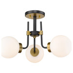 Z-Lite - Parsons Three Light Semi Flush Mount, Matte Black / Olde Brass - Enhance your home lighting options with the rich tones of this three-light semi-flush mount light. It's fashioned with a matte black and olde brass finish and opal shades that deliver all the warm glow you want. It will add a touch of ambient brilliance to any space in the home whether it be a bathroom bedroom hallway kitchen or dining room