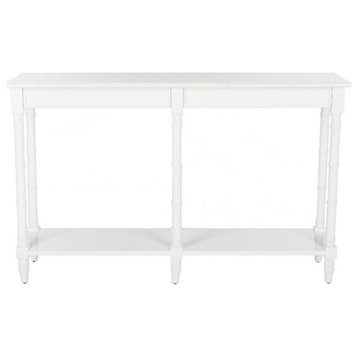 Lysie Coastal Bamboo Console Table, White