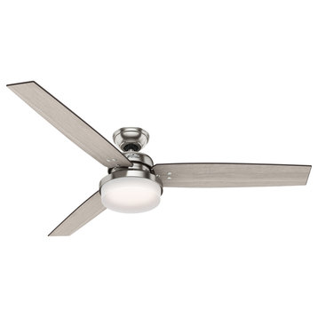 Hunter Fan Company 60" Sentinel, LED Brushed Nickel Ceiling Fan, Light & Remote