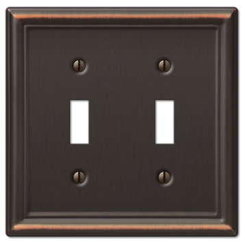 Chelsea Steel 2-Toggle Wall Plate, Aged Bronze