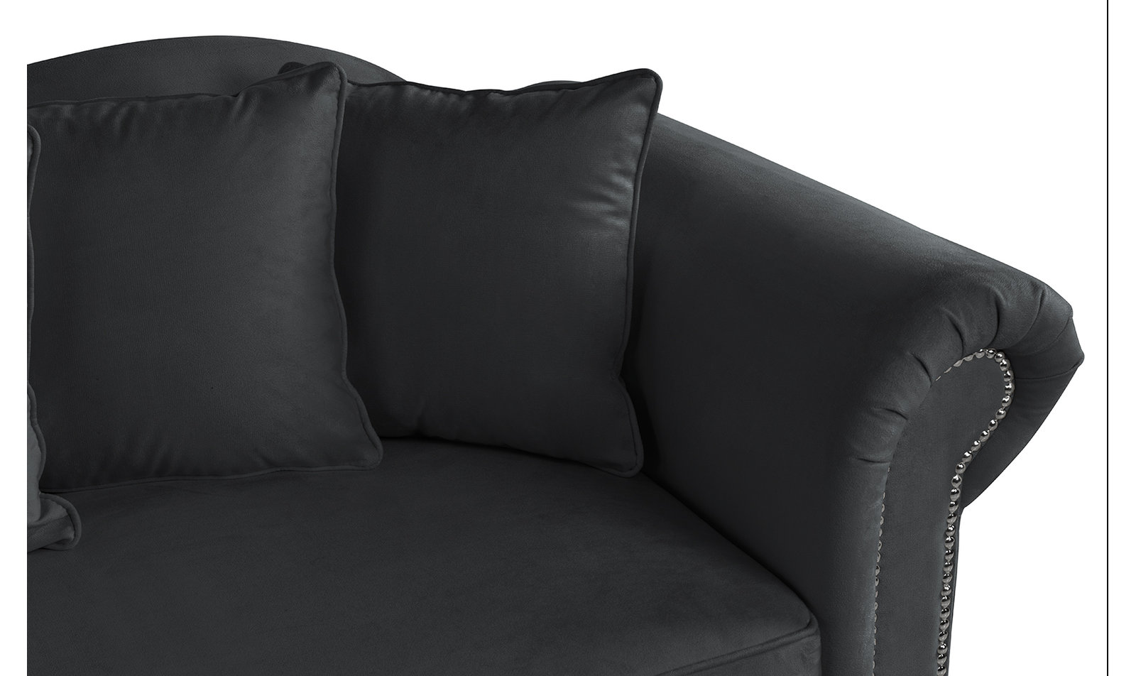 Classic Velvet Chaise Lounge With Nailhead Accents, Black