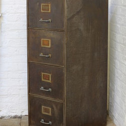 Tannery Reclaimed Vintage Urban Industrial 1940s Steel 4 Drawer Filing Cabinet - Decorative Chests & Cabinets