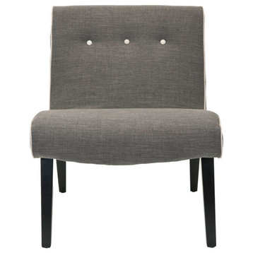 Dale Chair With Buttons Charcoal Brown
