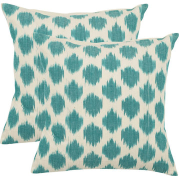 Aqua Polka Dots Pillows, Set of 2, 22" Square